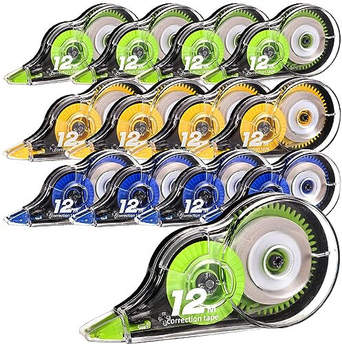 12 Stück Korrekturroller Maus, 5 mm x 12 m Korrekturmaus, Korrekturband Set Mini mit Schutzkappe Schreibwaren für Schüler Lehrer Büro Zuhause