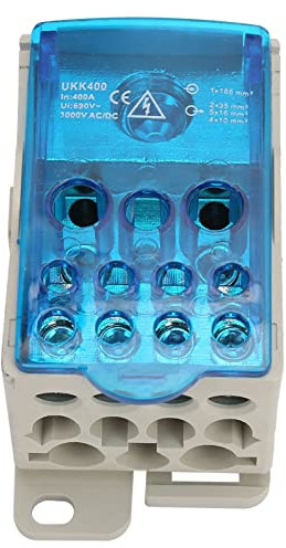 Lwuey Verteilerkasten, UKK-400A Verteilerklemmenblock Stromverteiler Klemmleisten Verteilerdose Klemmenblock für Kupfer DIN-Schienenklemmenblock Schienen Anschluss Klemmen Transparenter Abdeckung