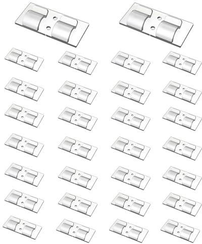 30 Stück Kabelhalter, Outdoor Kabel Clips, Doppelte Reihe von selbstklebenden Haken, Kabelführung Organizer, Haken Draht Halter für Lichterketten