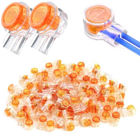 Joynine 100 Conectores Empalme UY | Conectores para Cables Telefónicos | Conectores Splice para Telecomunicaciones | Conector Agrupación 2 Puertos | AWG 21-26 | Instalación Rápida y Segura (Naranja)