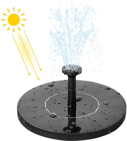 YARDIN Fontaine solaire ronde 7 V/1,4 W - Pompe solaire - Mini fontaine solaire pour l'extérieur - Avec 4 buses - Pour jardin, salle de bain, bassin et piscine - Ronde (type B)