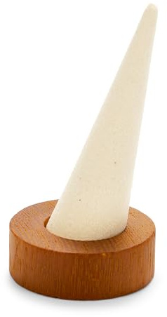 Oirlv Massivholz Ringständer Konisch Schmuck Ring Vitrine Display Stand(Cremeweiß)