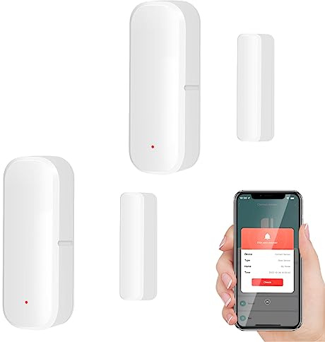 Smart WiFi Sensor für Türen und Fenster, Alarm für Türen und Fenster, Smart Tür- und Fensterkontaktsensor für die Heimsicherheit, kompatibel mit Alexa.2 Stück