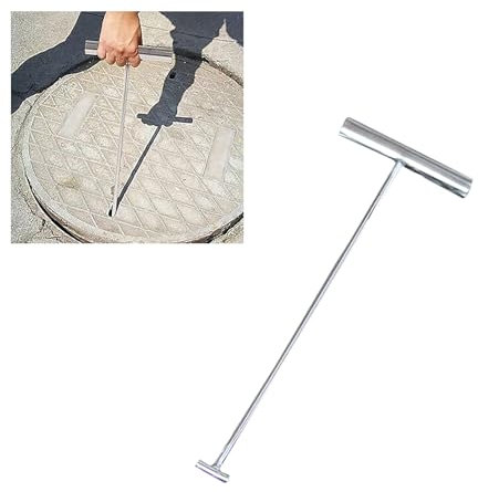 Kanaldeckelheber Edelstahl T Schacht-Hebeschlüssel, Vielseitig Straßenrand Abflussgitter-Abdeckungszieher, Zughakenwerkzeug zum Bewegen Schwerer Lasten/Öffnen des Klärgrubendeckels(60cm (23 5/8))