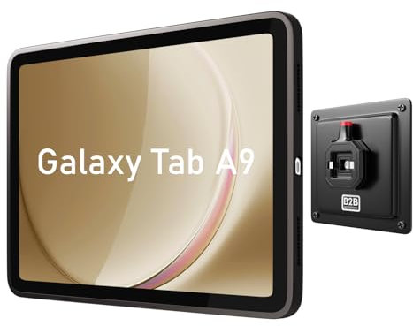 B2Bworkplace Tablet Halterung Wand kompatibel mit Samsung Galaxy Tab A9 - inkl. Schutzhülle passgenau - vertikal & horizontal - flach - Schnellverschluss - Tablet Wandbefestigung Halter