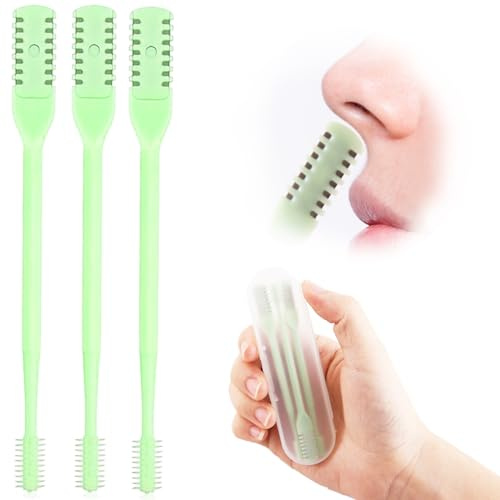3 tagliacapelli nasali, rotabile a 360°, 2 in 1, per la pulizia dei peli del naso, portatile, manuale per la rimozione dei peli delle narici, per uomini e donne (verde chiaro)