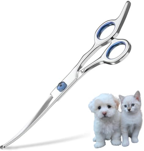 7 Curved Dog Grooming Scissors with Safety Round Tips, Light Weight Professional Pet Grooming Shears Stainless Steel for Dogs Cats Pets