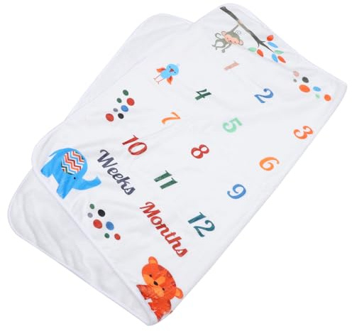 MOBUTOFU 1stück Wachstumsmilestone Decke Plüsch Cartoon Fotohintergrund Für Neugeborene Mehrzweck Kuscheldecke Für Monatliche Erinnerungen Und Fotoshootings