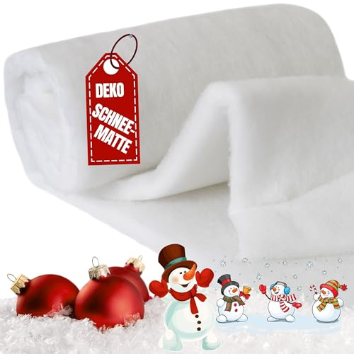 Qooltex Schneedecke 500x160cm LxB 30mm dick - Kunstschnee Deko Schneematte | Schneevlies Weiß in vielen Maßen - Schneedeko Watte Kunstschnee aus der Rolle - Künstliche Schneewatte