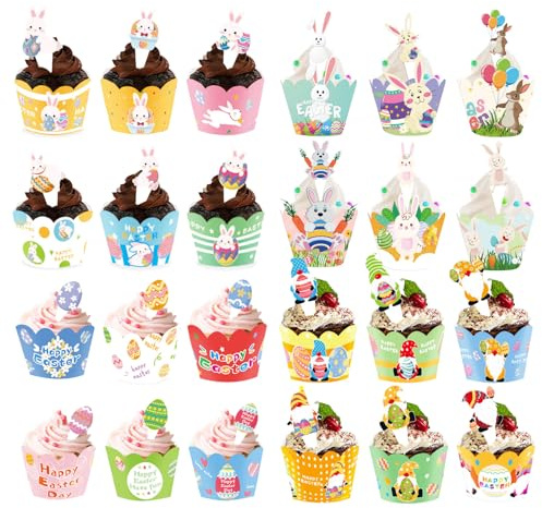 48pcs Juego de Toppers de Cupcakes, Moldes Para Magdalenas - Exclusivos Moldes de Papel Para Panettone y Muffins, Perfectos para Hornear y Decorar Tus Postres Favoritos.