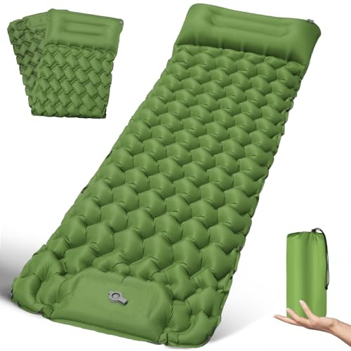 FORRINX Sleeping Pad Ultralight Inflatable Camping Mat Self Inflating 200x68cm Built-in Foot Pump Camping Mattress Portable Air Bed Waterproof Compact 30x12cm for Backpacking, Hiking, Beach, Tent