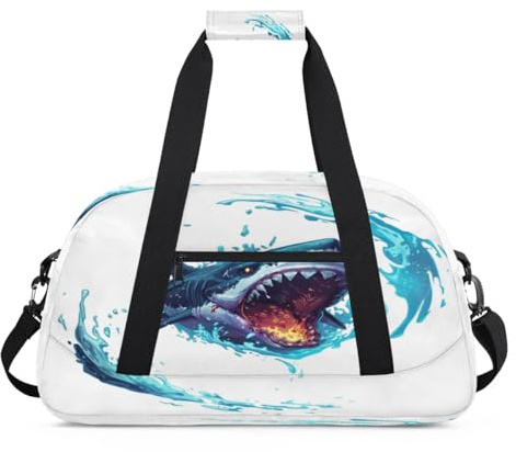 Seesack mit Haifischmuster für Damen, Herren, Kinder, Mädchen, Jungen, Übernachtung, Wochenend-Reisetasche, 24 l, Sporttasche, Sporttasche, Reisetasche, Tragetasche, farbe, 24 L, Taschen-Organizer