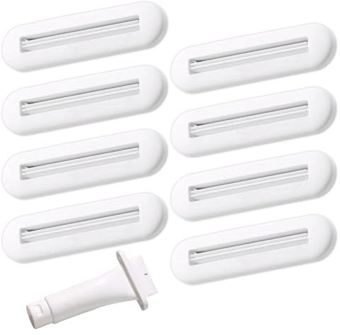 8 Stück Tubenquetscher,Tubenquetscher für Alle Tube,Tubenausdrücker,Tubenpresse,Stabiler Tubenaufroller,Haushaltshelfer für Reinigungsmittel,Schuhcreme,Haarfärbemittel und Pigmente(Weiß)