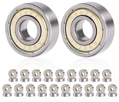 Bubuny 40 Pcs Rodamientos de Bolas 608zz, 608 ZZ 8x22x7mm Rodamientos de bolas de Ranura Profunda en Miniatura de Doble blindaje de Metal para Monopatín, Ruedas de Longboard, Patines y Scooters