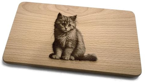 eXODA tabla de desayuno con diseño de gato de madera de haya duradera ideal para amantes de los animales y como ideas de regalo