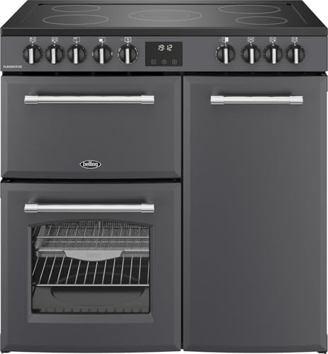 Belling Farmhouse 90E 90cm Electric Range Cooker with Ceramic Hob - Anthracite - A/A Rated