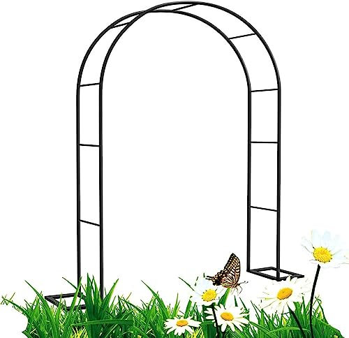 Schwarzer Stahl-Gartenbogen Hochzeitsbogen Metallstrang Pergola Tubular Rahmen Trellis Bogen zum Climbing Pflanze Rosen Wein 180 cm breit 140 cm hoch 240 cm lang weiß W3,5 m x H 2,2 m