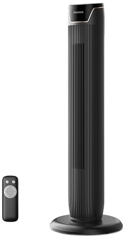 Pelonis Ventilador de torre oscilante con mando a distancia, ventilador eléctrico de torre de pie para dormitorio, oficina y hogar, ventilador de torre portátil silencioso sin hojas