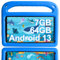 SUAAT Tablet Niños Android 13 7GB RAM+64 GB ROM, Tablet para Niños 7 Pulgadas, WiFi, Bluetooth, GPS, Educación + Juegos, Cámara Dual, Control Parental, con EVA Funda -Azul