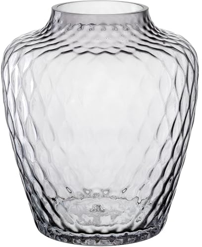 Leonardo Home Giulia Vase • 1 Stück • Blumenvase aus grauem Glas • ⌀8,5 cm • Stilvolle Vase mit haptischer Optik • Glasvase für kreative Blumensträuße • Zeitloses Design • Höhe 20 cm • grau • 055284