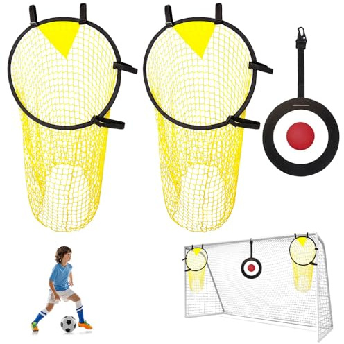HIULLEN 2 Stück Fußballtor Zielnetz, Fussball Ziel Tasche mit Rahmen, 45 x 60CM Fussball Trainingszubehör für Schießgenauigkeit Verbesserung, Fußballtor Zubehör für Kinder, Erwachsene
