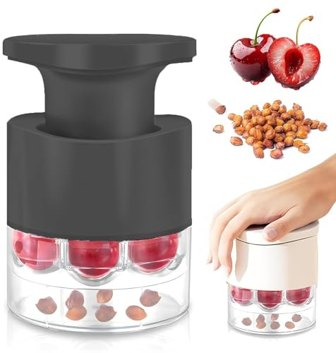 Kirschentkerner,Multifunktional Kirschentsteiner Manuell mit 7 Löchern,Tragbar Kirschkernentferner mit Auffangbehälter,Cherry Pitter Entsteiner Kirschen für Oliven Pflaume Schnelle Entkernung (B)