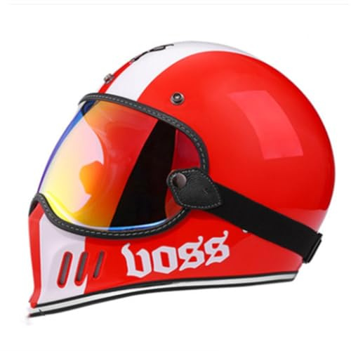 Retro-Motorrad-Integralhelm mit farbigem Visier für Männer und Frauen Für alle Jahreszeiten Herausnehmbares Futter ABS Roller- und Elektrofahrradhelme L/59-60cm