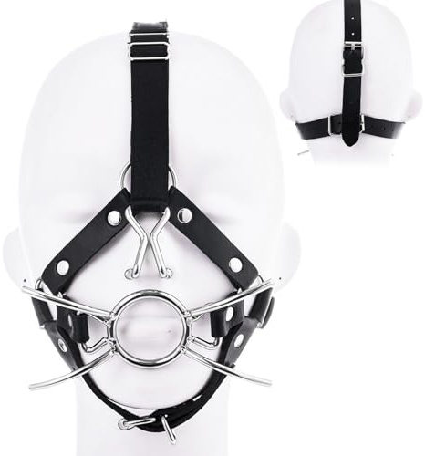 Puresex Knebel Mundspreizer mit Nasenhaken BDSM Kopfgeschirr Mundknebel für Frauen Männer Ringknebel Mouth Gag Dildo Knebel Bondage Harness