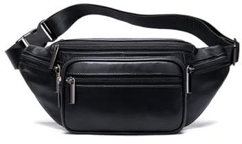 Sac banane en cuir, sac banane de voyage, sac à bandoulière, sac à bandoulière, plusieurs poches, sac banane pour la randonnée, le camping, la marche, la course, le rangement de téléphone portable