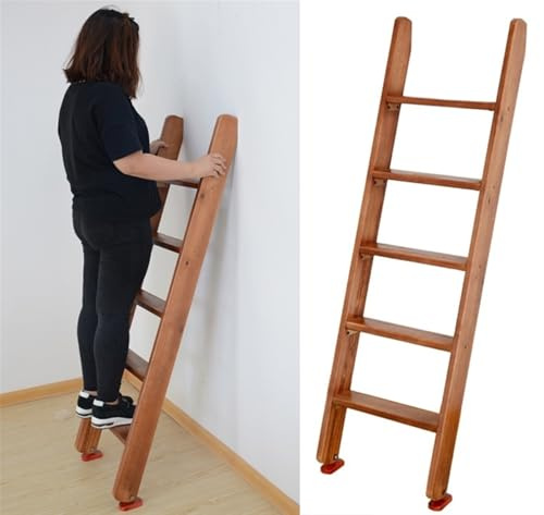 Scala angolare in legno per letto a castello e dormitorio, con 8 gradini, resistente, con ferramenta e tappetino in gomma, ideale per adulti, bambini e anziani (marrone scuro, 160 cm)