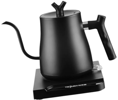 Folpus Bollitore Elettrico a Collo D'Oca Scalda Acqua Veloce da Caffetteria per Acqua Bollente in Acciaio Inox Adatto per Cucine Domestiche E Campeggio, Nero, 800l
