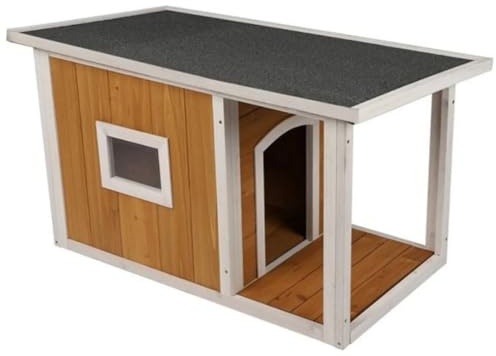 Niche pour Chien extérieur et intérieur en Bois – Patio intégré, Toit Amovible, fenêtre – Niche Chien Confortable et résistante – Modèle My Garden (98×58×58 cm)