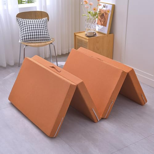 Vikbar gästmadrass 4-delad campingsäng 5 cm/8 cm tjock bärbar resemadrass för golv och gästsäng avtagbar och tvättbar 80 x 200 cm