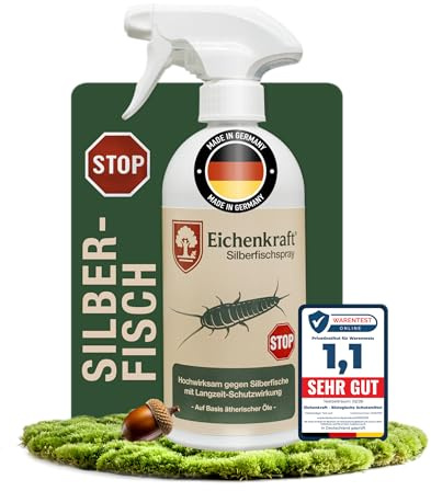 Silberfisch Spray Silberfische Papierfische Insektenspray Ungeziefer 500 ml | Mit ätherischen Ölen, für Bad, Küche, Keller & Wohnung, gezielt auf Fugen, Ritzen, Sockelleisten, Spalten & Verstecke