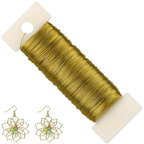 AVUELOI Alambre fino para manualidades, 0,30 mm de diámetro, 50 m, fabricación de joyas, alambre floral, ramo de flores, envoltura de tallos, oro