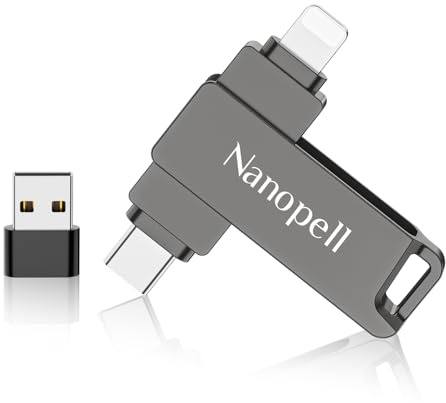 【sans Application】 Nanopell Cle USB 128 Go pour lPhone 3 in 1 | Cle USB lphone Stockage pour lphone, lpad, Android OTG, PC et Tablette, Clé USB lPhone pour étendre la mémoire