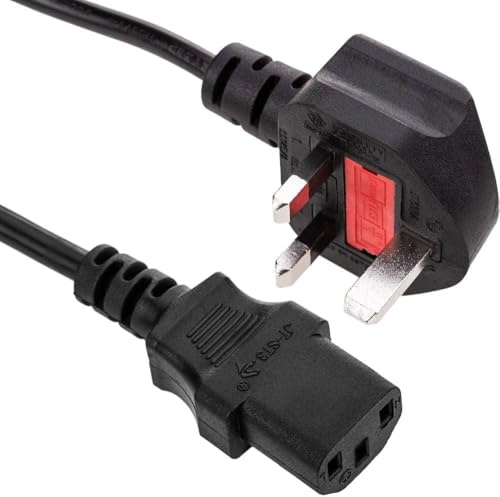 Premium UK 3 Pin Plug to IEC C13 Power Cable Lead – 13A Fused Heavy Duty Mains Power Cord for PC, Monitor, Printer, TV, Kettle, Computer, Server, Desktop (1 Meter)