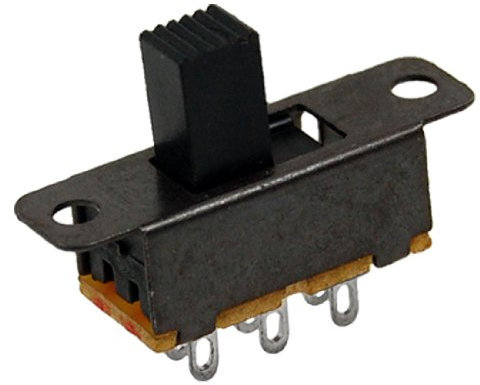 sourcing map 10Pcs 6,7mm Alta Perilla 6 Pin 3 Posición 2P2T DPDT Panel Deslizante Conmutador 0,5A 50V DC