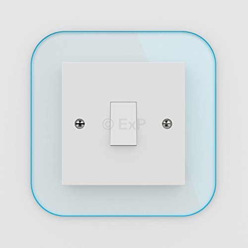Expression Products Single Light Switch or Plug Socket Back Plate Finger Surround Panel Cool Blue Tint Free Trolley Token Material Sample Included per Shipment