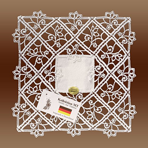 kollektion MT Deckchen Sissi quadratisch 27cm | Echte Vogtländischer Spitze Tischdeko Tischwäsche