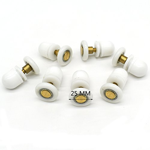 Lot de 8 roulettes pour porte de douche 25 mm
