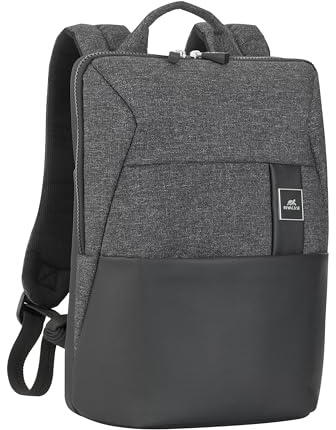 Rivacase Laptoprucksack bis 13,3 Zoll - eleganter Rucksack aus hochwertigem RPET Kunstleder, trendigem Melange-Gewebe und strapazierfähigem Polyester für MacBook Air 13 und Ultrabooks