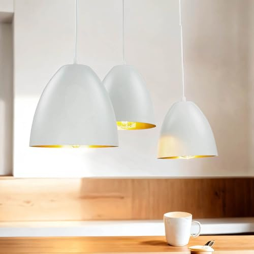 Hängande lampa retro stil vitt guld krom justerbar upp till 1 m 3 x E27 pendellampa vardagsrum matbord