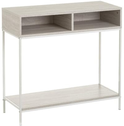 Consola recibidor Urban de metal y madera color blanco de 80x30x75 cm