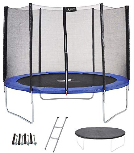 Kangui Trampoline Rond Bleu Ø300cm avec Filet, échelle, bâche et kit ancrage