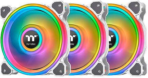 Thermaltake Riing Quad 12 RGB Radiator Fan / 3 Pack With Controller/Low Noise - PWM Case Fan / 54 LED/NeonMaker Supported - White