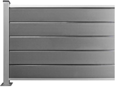 HORI WPC Sichtschutz-Zaun Design Komplettset Stecksystem Robuster Windschutz Modernes Lamellenzaun; Ideal für Garten & Terrasse - Anbauelement Halbhoch - zum Aufschrauben - Grau