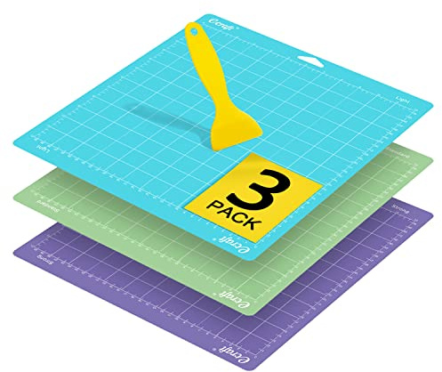 Ecraft Tapis de découpe pour Cricut 30,5 x 30,5 cm – Comprend StrongGripStandardGripLightGrip (lot de 3) Flexibles carrés quadrillés de remplacement pour travaux manuels, couture et tous les arts