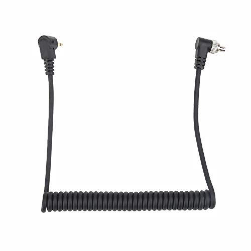 Cable de sincronización de PC Flash de 2.5 mm a Macho, Cable en Espiral de sincronización de Disparador de Flash Extensible con Bloqueo de Tornillo para Conector de fotografía de cámara