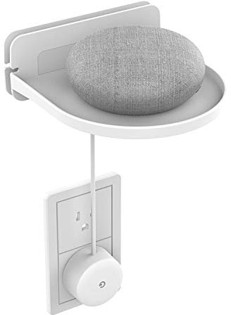 sciuU Universal Wall Mount, ABS Wall Shelf for Google Home mini, Google Wifi, Security Camera, Sonos, Speakers, Smart Home, Built-in Cable Organizer, Installation with 3M Adhesive or Screws, White